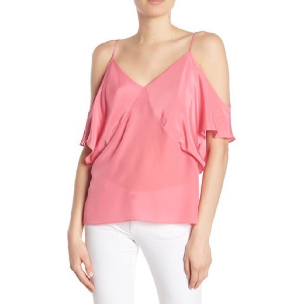 100% Silk Chakra Off the Shoulder Top - M - Blush